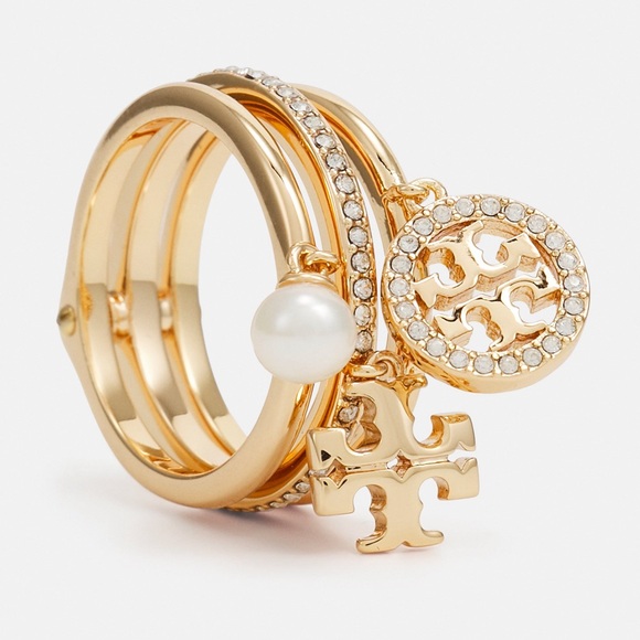NWT Tory Burch Logo Charm Ring Set - Size 6 - Picture 6 of 6